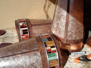 Copper and Stained Glass Light Sconces