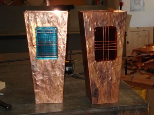 Copper Light Sconce with Fused Glass Accent