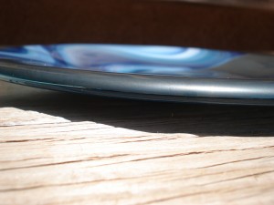 Raspberry Swirl and Pewter Fused Glass Plate