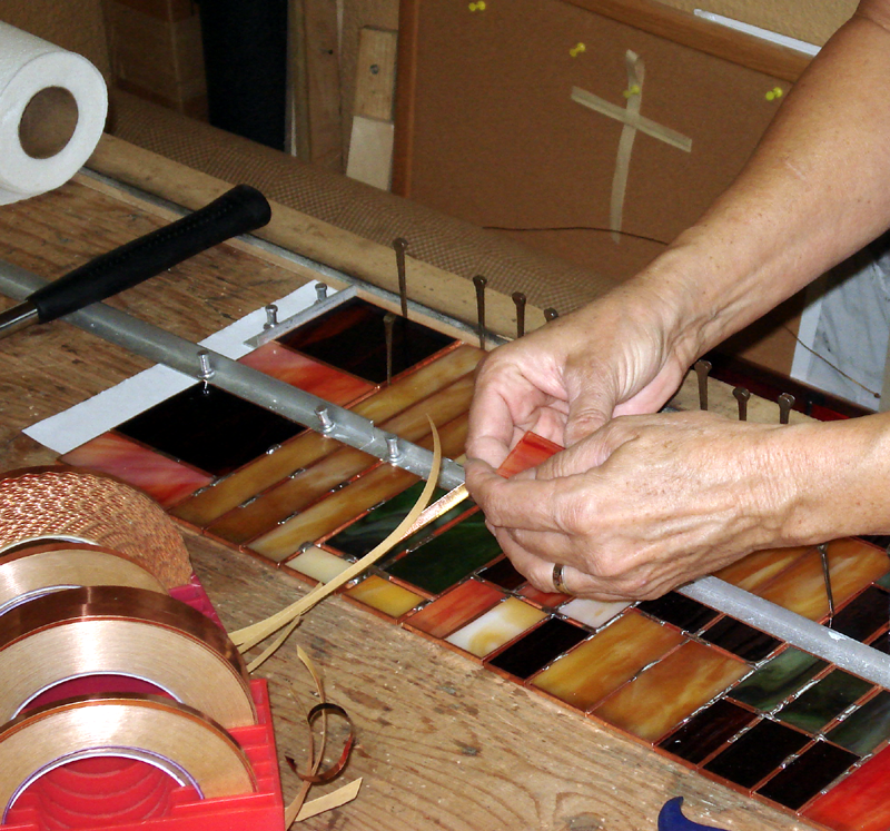Copper foil // stained glass // hand tools at Mike Dumas Copper Designs.