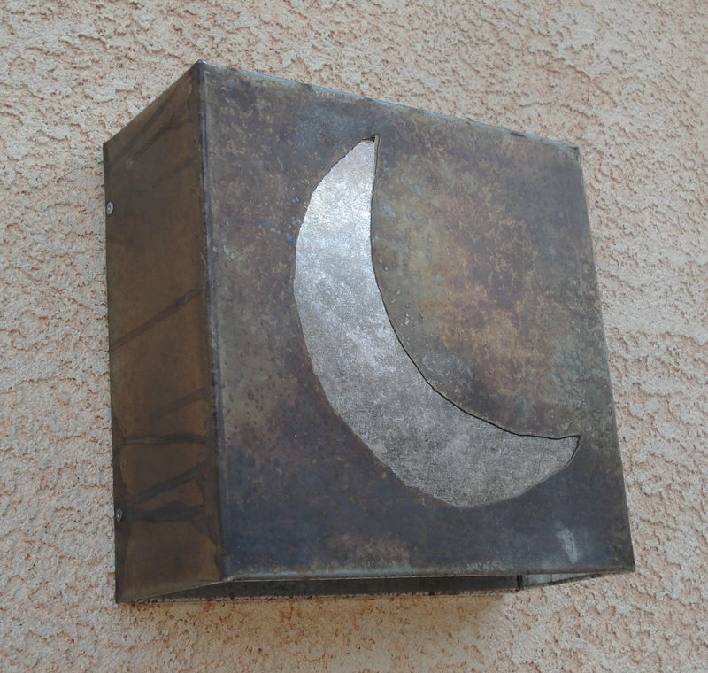 Silver Moon // space // whimsical style // Square Steel Light Sconce by Mike Dumas Copper Designs