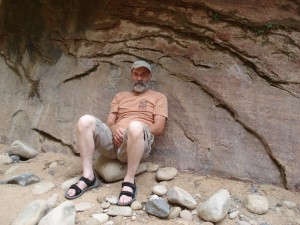 Mike hiking the Narrows at Zion National Park by Mike Dumas Copper Designs Inc.