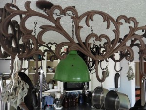 Vintage Green Enamel Light Over Island at Mike Dumas Copper Designs