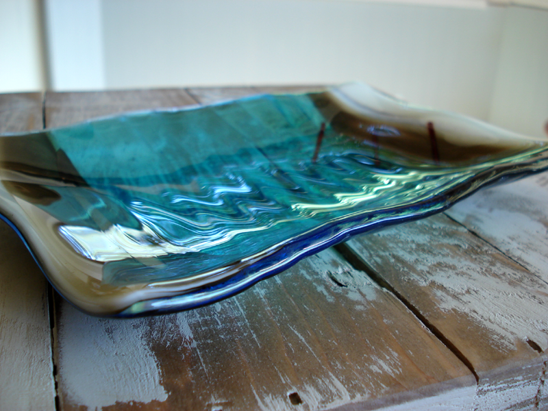 Sandstone and Turquoise Wave Plate by Mike Dumas Copper Designs