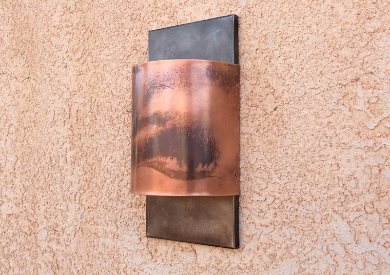 Copper lighting // steel // contemporary sconce by Mike Dumas Copper Designs